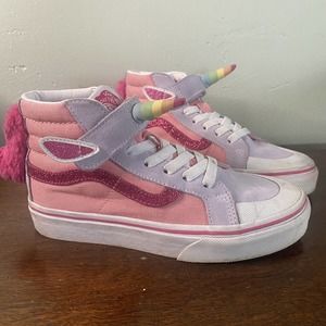 Vans Girls' Unicorn SK8-Hi Shoes Pink Tail sparkly 2.5 Rainbow Purple